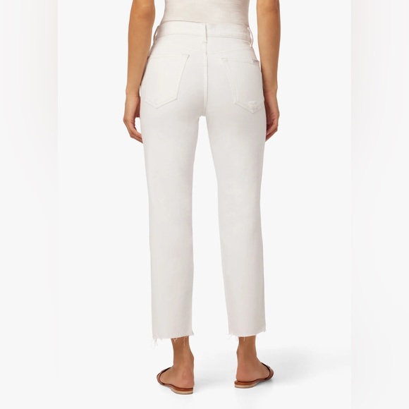 JOE JEANS HIGH RISE STRAIGHT CROP WHITE JEANS RAW HEM SIZE 26 - Picture 4 of 11